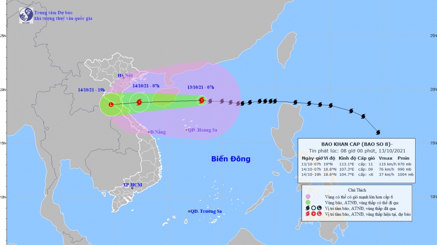 Bão số 8 cách quần đảo Hoàng Sa khoảng 260km